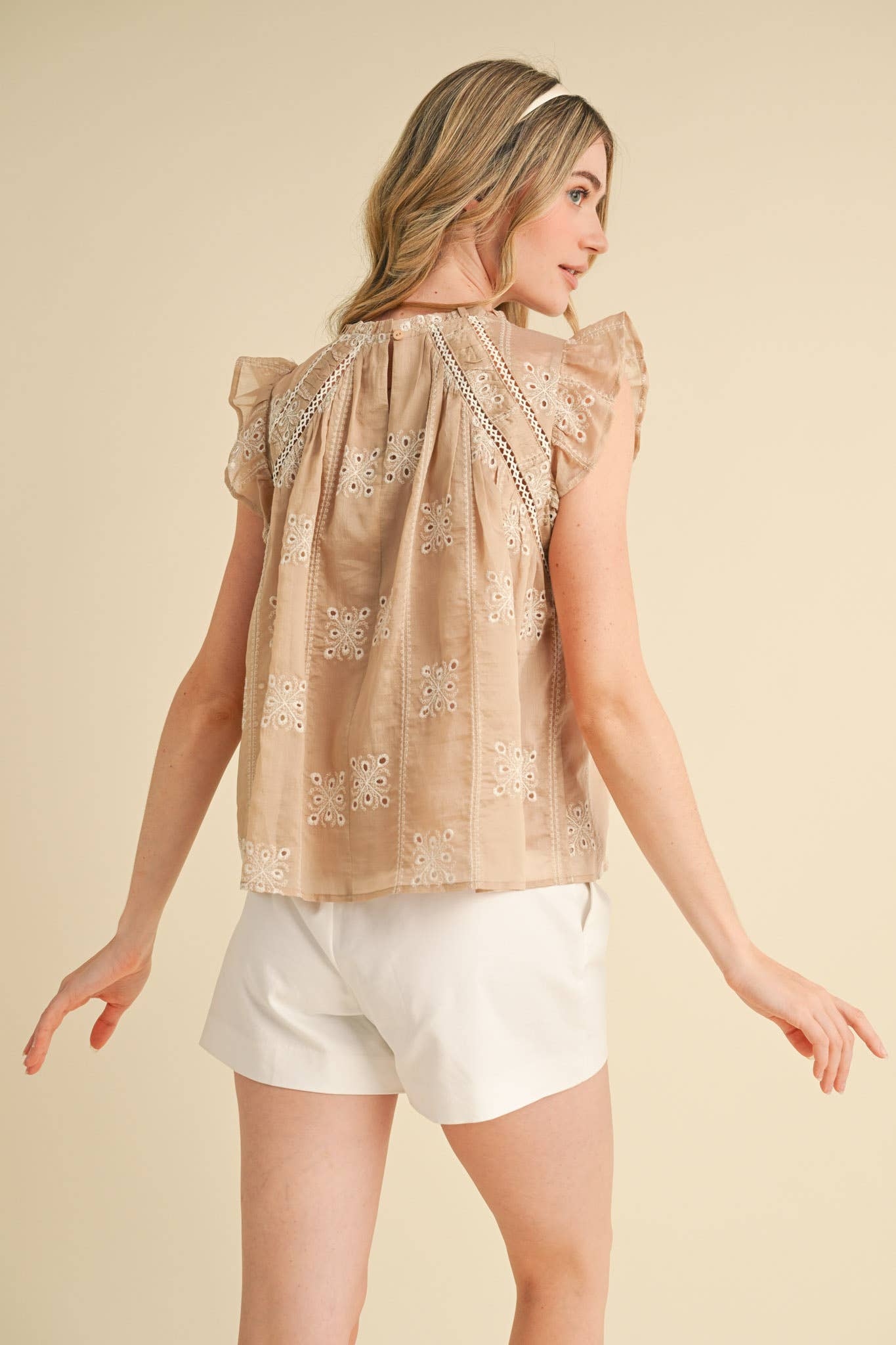 EYELET LACE TRIM TOP