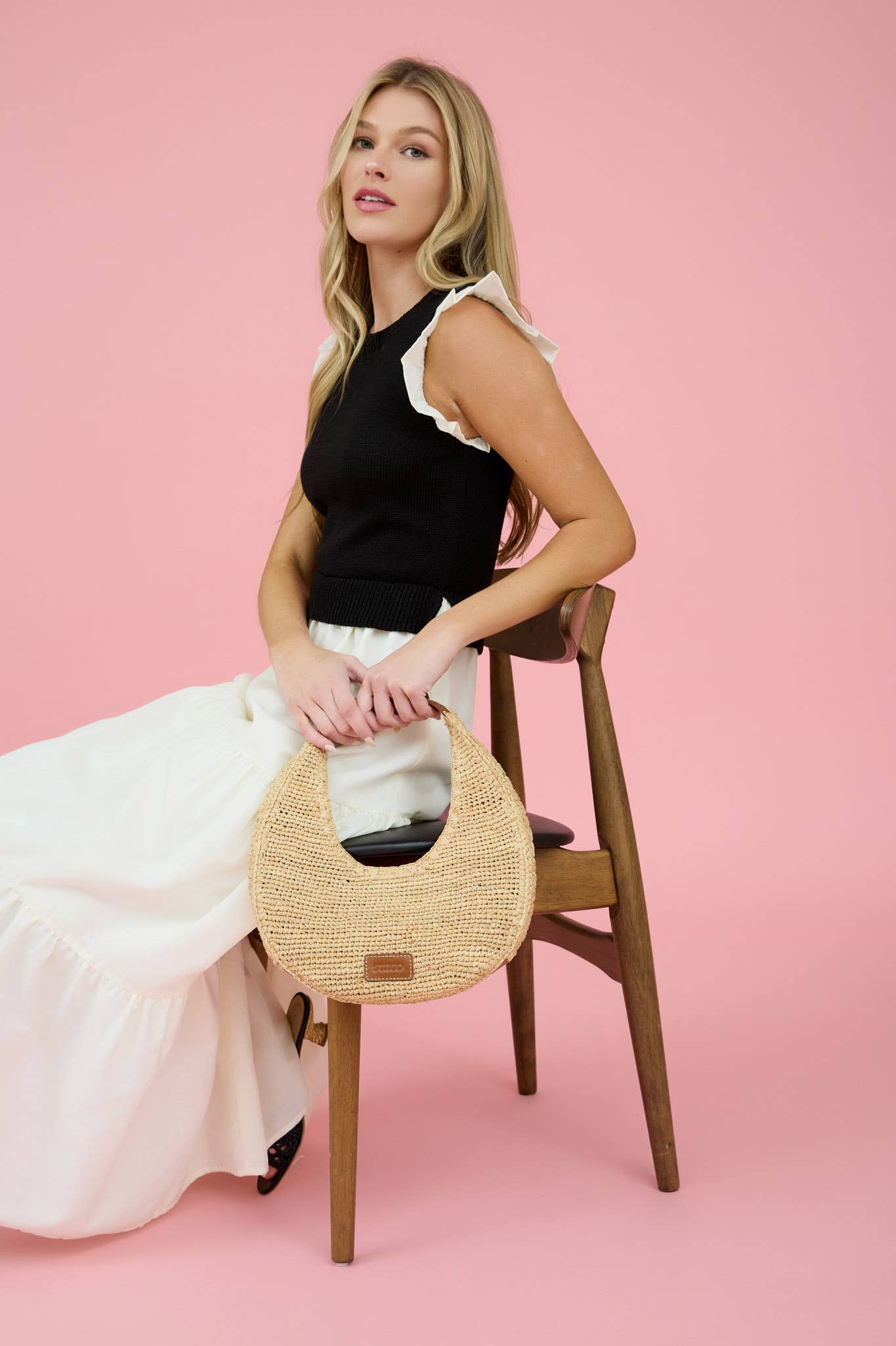 MIXED MEDIA SWEATER VEST MIDI DRESS