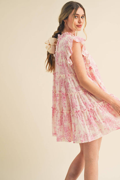 FLUTTER SLEEVE BABYDOLL MINI DRESS