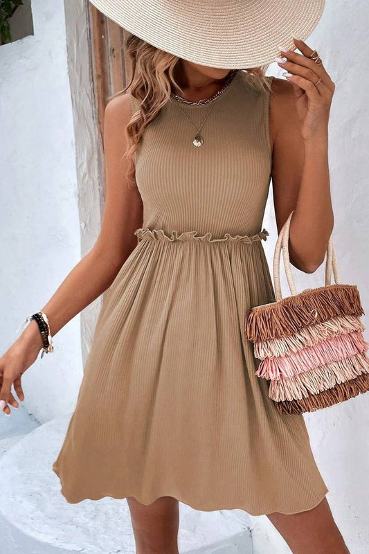 SLEEVELESS LACE KNITTED RESORT DRESS