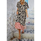 Random Printed V Neck Split Loose Dress