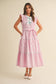 PIN TUCK AND BOW DETAIL TIERED MIDI DRESS