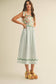 SCALLOPED MIXED PRINT MIDI DRESS