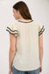 V NECK WAVY TRIM RUFFLE SLEEVE TOP