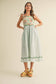 SCALLOPED MIXED PRINT MIDI DRESS
