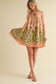 EXCLUSIVE PRINT MINI DRESS WITH PLEATING