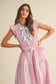 PIN TUCK AND BOW DETAIL TIERED MIDI DRESS