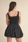 BUBBLE HEM MIXED MEDIA MINI DRESS