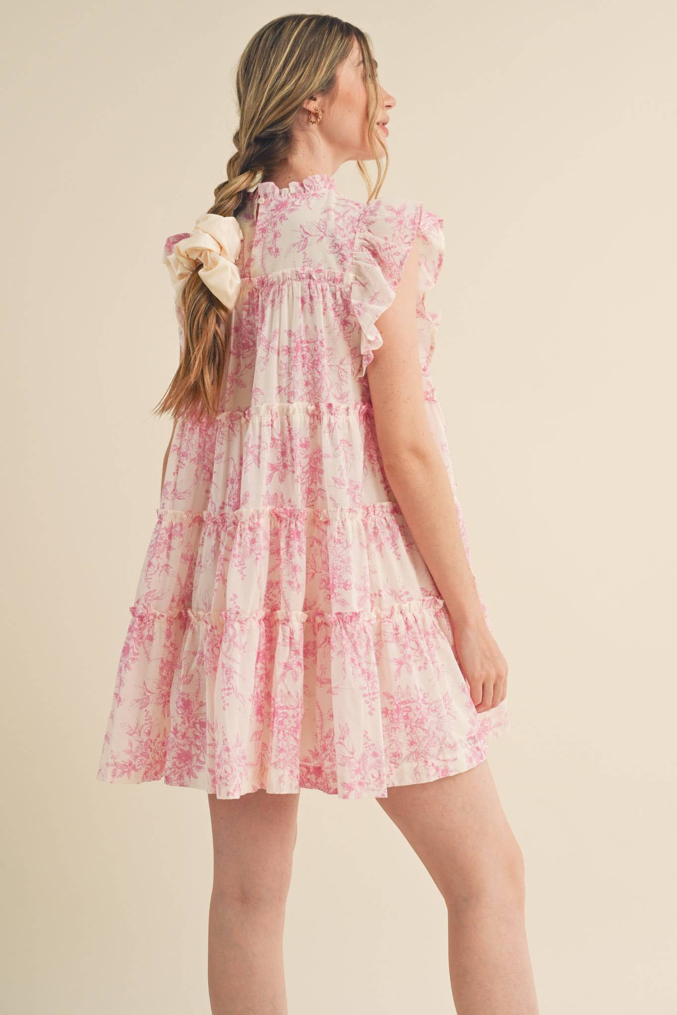 FLUTTER SLEEVE BABYDOLL MINI DRESS