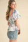 EXCLUSIVE PRINT FLORAL PEPLUM WAIST TOP