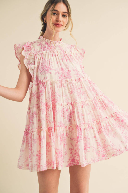 FLUTTER SLEEVE BABYDOLL MINI DRESS