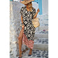 Random Printed V Neck Split Loose Dress