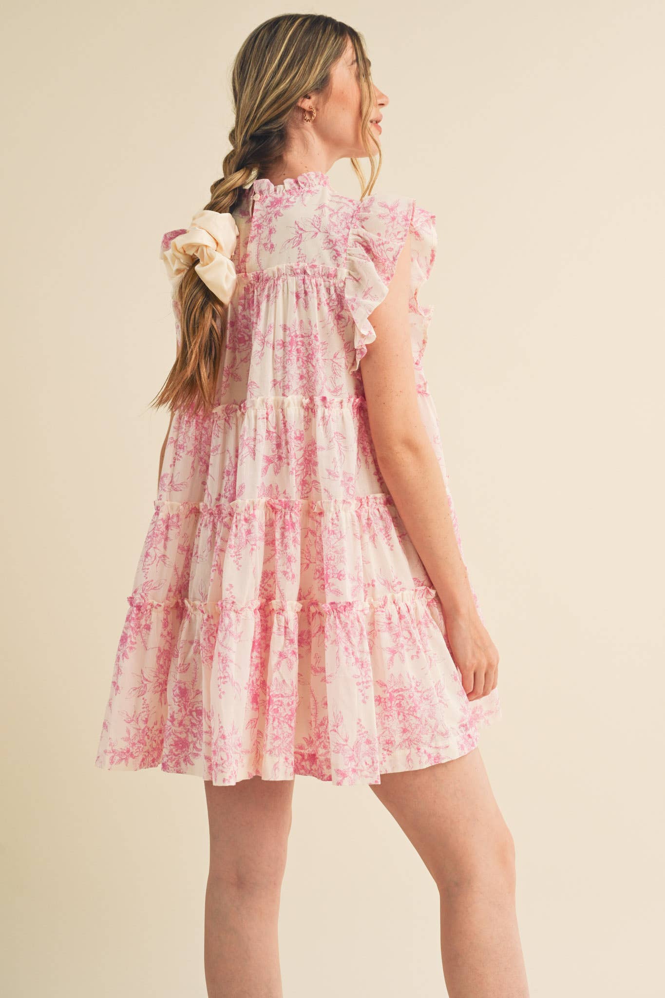 FLUTTER SLEEVE BABYDOLL MINI DRESS