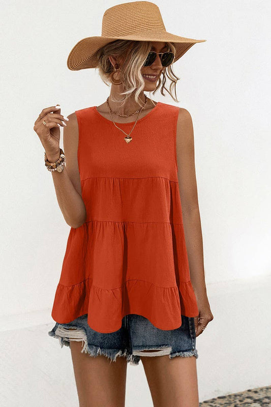 LOOSE ROUND NECK SLEEVELESS VEST WITH LARGE SWING