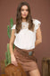 FLORAL EMBROIDERED YOKE RUFFLE SLEEVE TOP