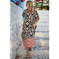 Random Printed V Neck Split Loose Dress
