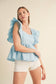RUFFLED FLUTTER SLEEVE BABYDOLL TOP