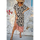 Random Printed V Neck Split Loose Dress