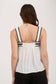 SLEEVELESS WAVY TRIM FRONT SPLIT WITH TIE BLOUSE