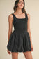 BUBBLE HEM MIXED MEDIA MINI DRESS